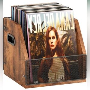 Vinyl Record Storage Desktop Album Display Box Holds up to 60 Records OPEN BOX